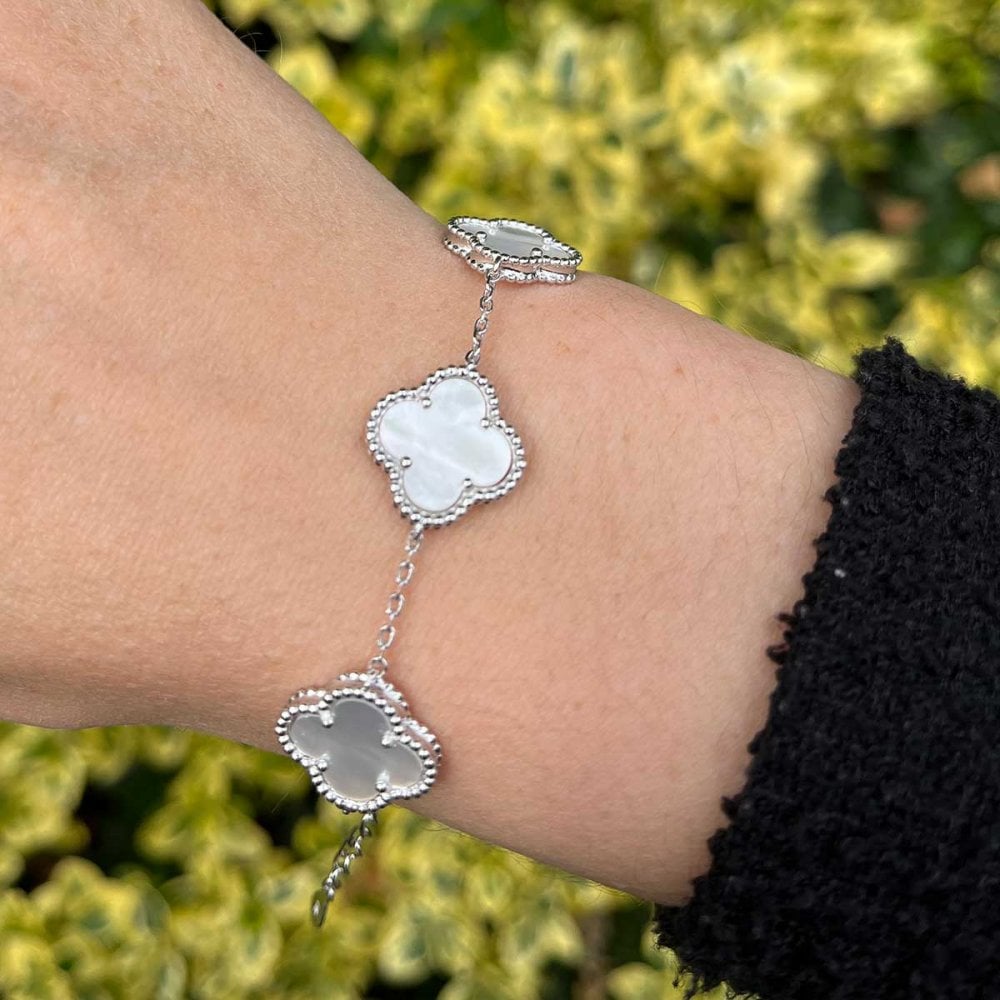 ROSHWE LONDON Silver Clover Bracelet 925 Silver 18k Gold Plated