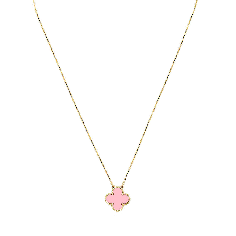 ROSHWE LONDON Pink Clover Necklace 925 Silver 18k Gold Plated
