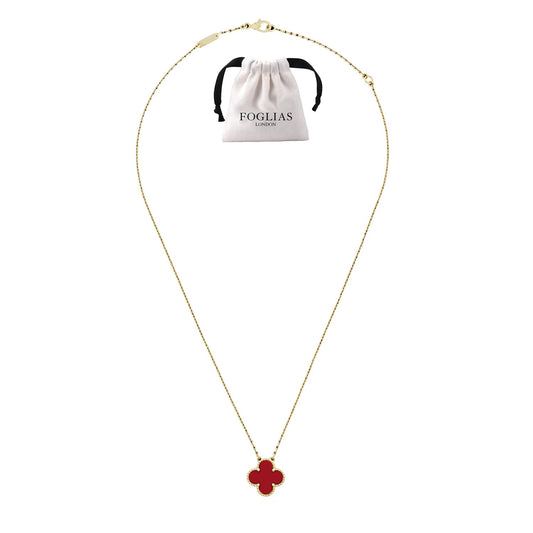Red Van Cleef Clover Four Leaf Necklace by ROSHWE LONDON