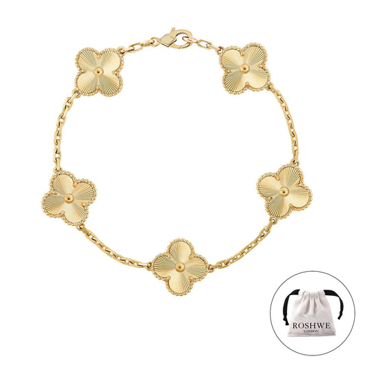 ROSHWE LONDON Gold Clover Bracelet 925 Silver 18k Gold Plated