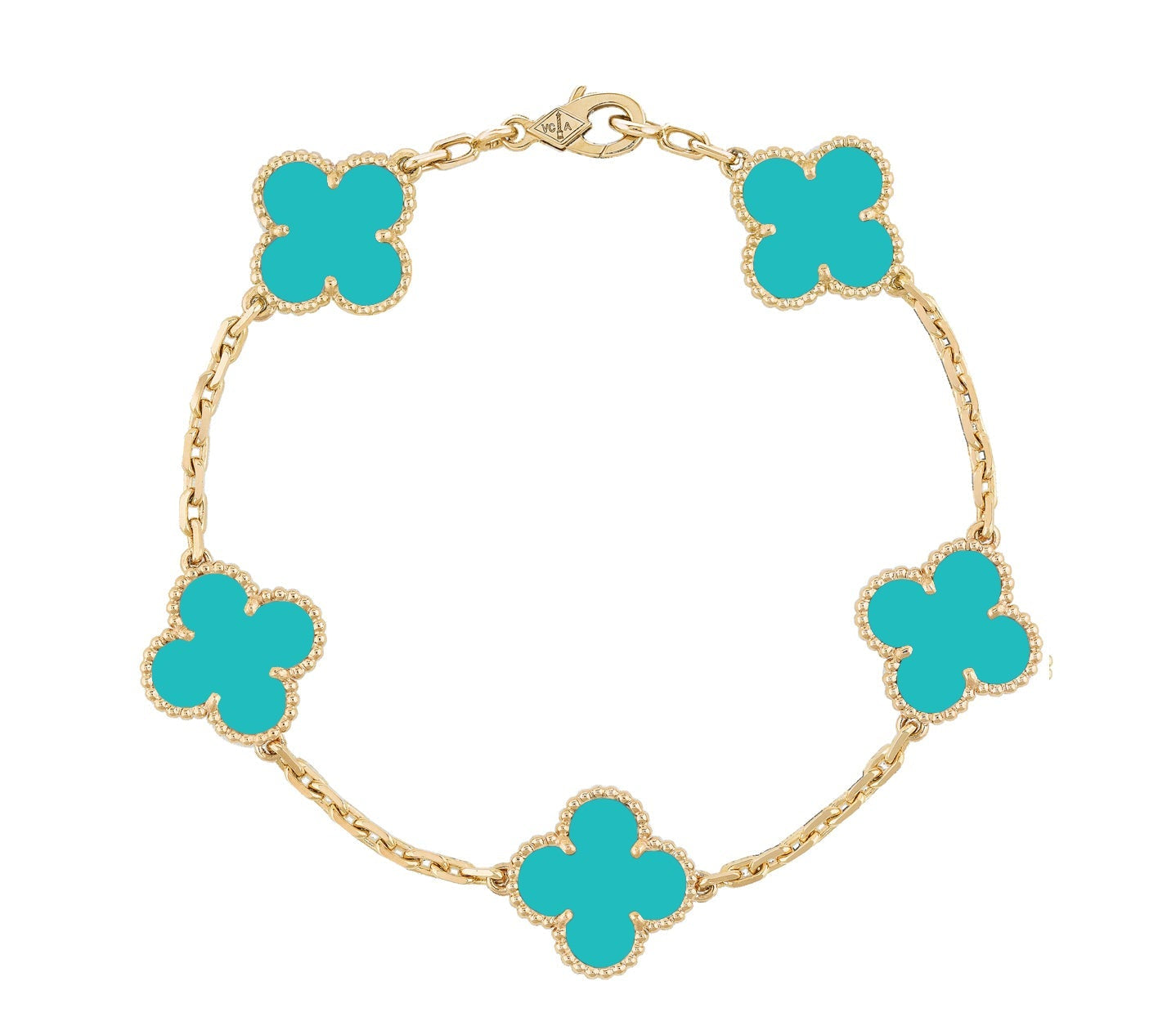 ROSHWE LONDON Van Cleef Turqoise Green Bracelet Clover Four Leaf