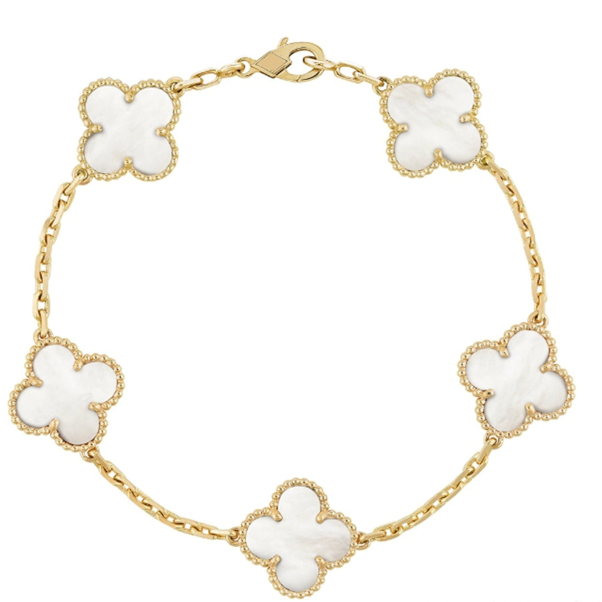 ROSHWE LONDON Van Cleef White Bracelet Clover Four Leaf