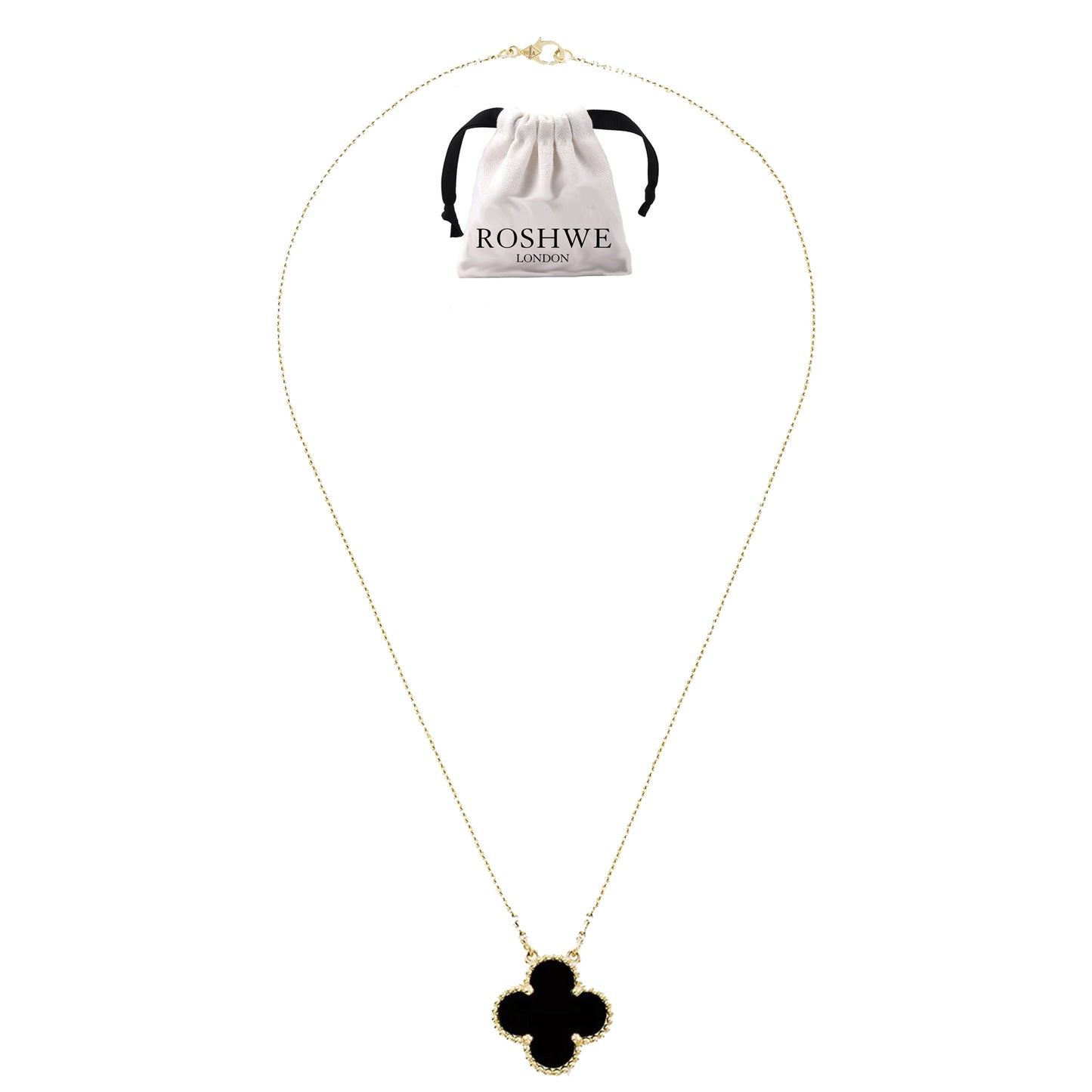ROSHWE LONDON XL LARGE Clover Necklace 925 Silver 18k Gold Plated