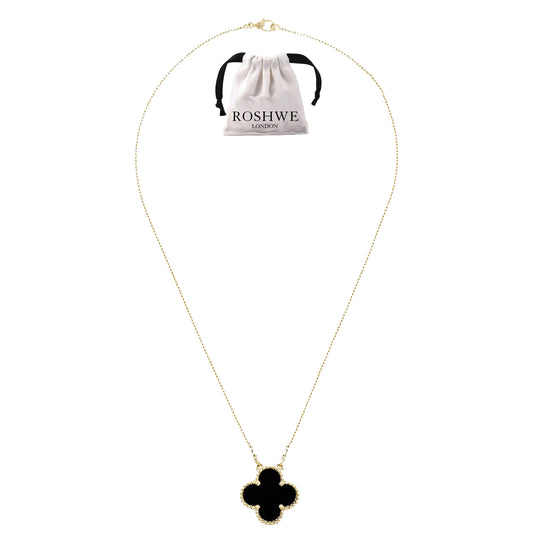 ROSHWE LONDON XL LARGE Clover Necklace 925 Silver 18k Gold Plated