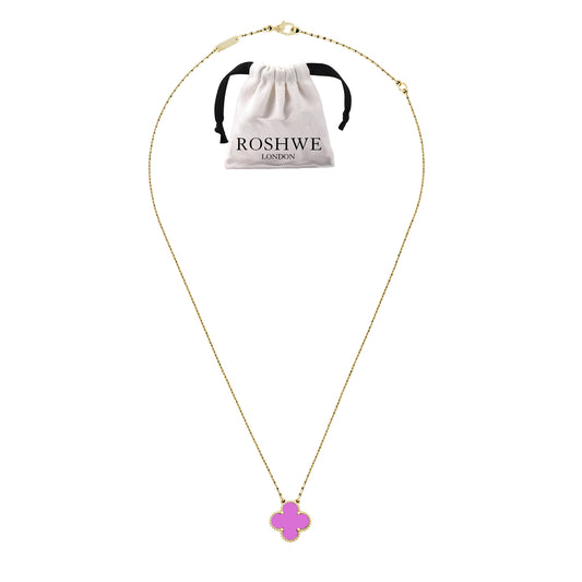 ROSHWE LONDON Purple Clover Necklace 925 Silver 18k Gold Plated