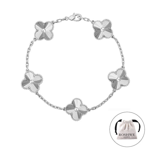 ROSHWE LONDON Silver Clover Bracelet 925 Silver 18k Gold Plated