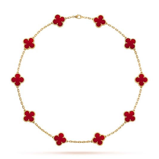 ROSHWE LONDON Red Clover Necklace Multi Motifs 925 Silver 18k Gold Plated