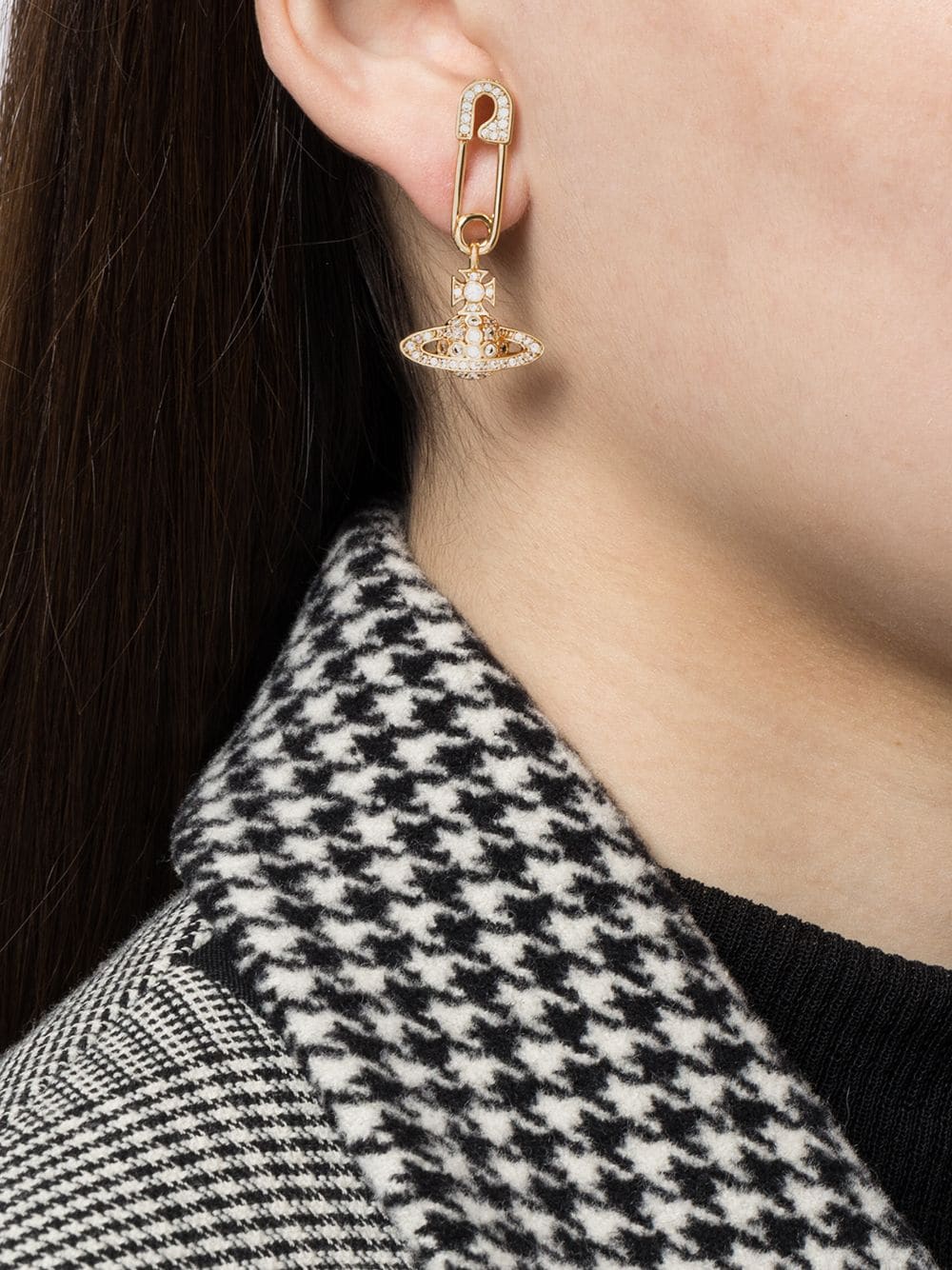 Lucrece Pearl Choker Planet Orb Necklace Earrings Set Silver Gold